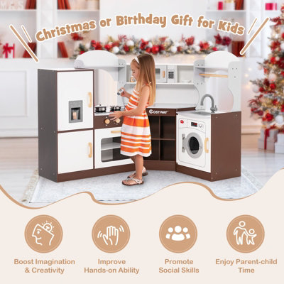 Kids wooden play kitchen online