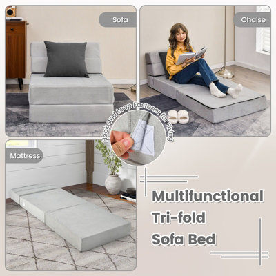 Tri fold chair discount bed