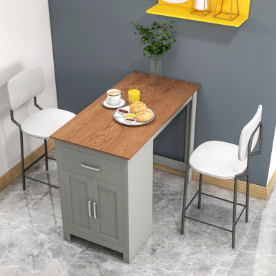 Costway Counter Height Table Rectangular Pub Dining Table w/ 1 Drawer ...