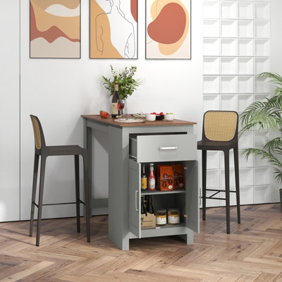 Costway Counter Height Table Rectangular Pub Dining Table w/ 1 Drawer ...