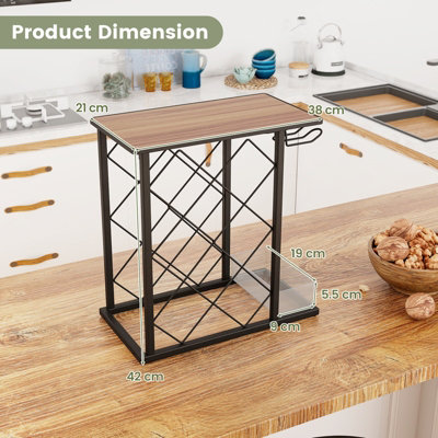 Costway Countertop Wine Rack Wooden Wine Stand Metal Frame Wine Holder - 3