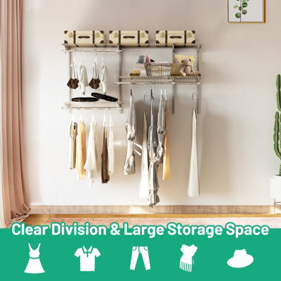 Costway Custom Closet Organizer Kit Smart Closet Organizer System Wall Mounted - 6