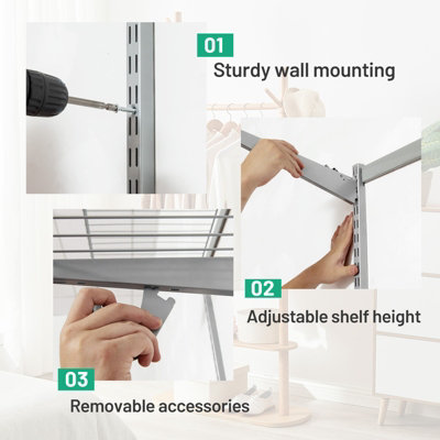 Costway Custom Closet Organizer Kit Smart Closet Organizer System Wall Mounted - 7