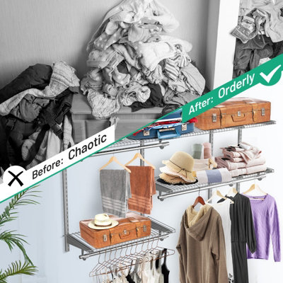 Costway Custom Closet Organizer Kit Smart Closet Organizer System Wall Mounted - 8