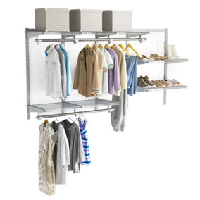 Costway Custom Wall-mounted Cloth Rail Closet w/ Shelves & Rods