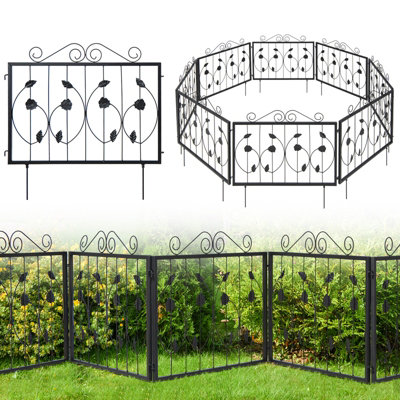 Costway Decorative Garden Fence 8 Pack 464 x 58cm Animal Barrier Border ...