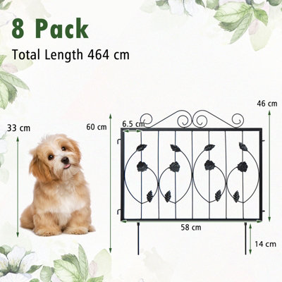 Costway Decorative Garden Fence 8 Pack 464 x 58cm Animal Barrier Border for Dog Rabbit