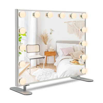 Costway Desktop/Wall-Mounted Vanity Mirror w/ 14 Dimmable LED Hollywood Makeup Mirror