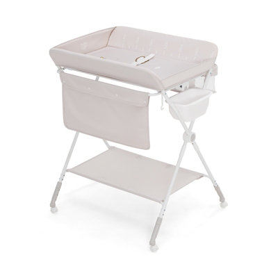 Costway Diaper Changing Table Baby Changing w Safety Belt Water Basin 3 Heights Lockable Wheels