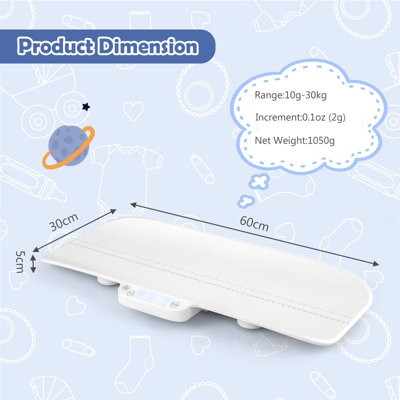 Costway Digital Electronic 30kg Baby Pet Scale Weighing Scale Hold 4 Units (lbs/g/kg/oz)
