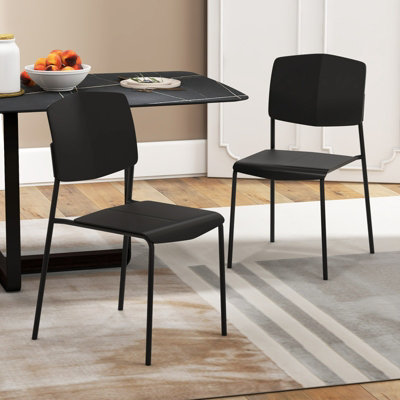 COSTWAY Dining Chair Set of 4 Armless Side Chairs Stackable Kitchen Chairs