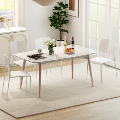 COSTWAY Dining Chair Set of 4 Armless Side Chairs Stackable Kitchen Chairs