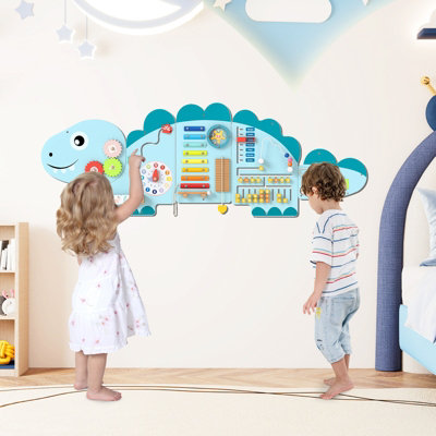 COSTWAY Dinosaur Activity Wall Busy Board Panels for Toddlers ...