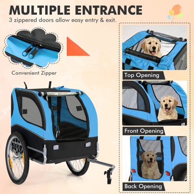 Costway Dog Bike Trailer Folding Pet Bicycle Cart Wagon Carrier Pet Bike Safety Flag - 4