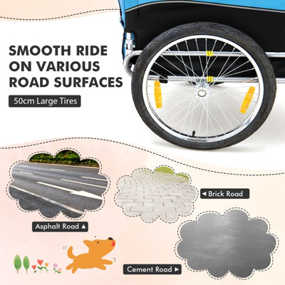 Costway Dog Bike Trailer Folding Pet Bicycle Cart Wagon Carrier Pet Bike Safety Flag - 9