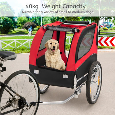 Costway Dog Bike Trailer Folding Pet Bicycle Cart Wagon Carrier Pet Bike Safety Flag