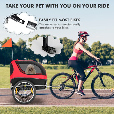 Costway Dog Bike Trailer Folding Pet Bicycle Cart Wagon Carrier Pet Bike Safety Flag