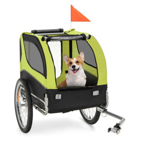 Costway Dog Bike Trailer Folding Pet Bicycle Cart Wagon Carrier Pet Bike Safety Flag