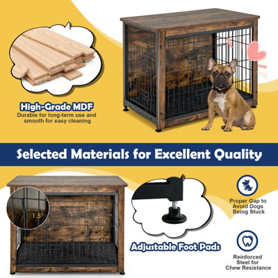 Costway Dog Cage Furniture Wooden Dog Crate Dual Use Pet House End Table - 7