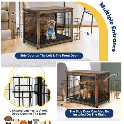 Costway Dog Cage Furniture Wooden Dog Crate Dual Use Pet House End Table - 8
