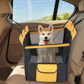 Costway Dog Car Seat Cover Half Pet Back Seat Cover Small & Medium Dogs W/ Mesh Window