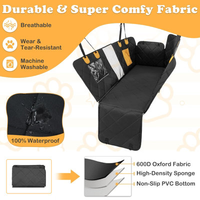 Costway Dog Car Seat Cover Non-Slip Car Seat Protector for Large Dogs W/ Mesh Window - 5