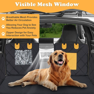 Costway Dog Car Seat Cover Non-Slip Car Seat Protector for Large Dogs W/ Mesh Window - 6