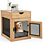 Costway Dog Crate Decorative Dog Kennel Bedside End Table w/ Drawer & Lockable Door