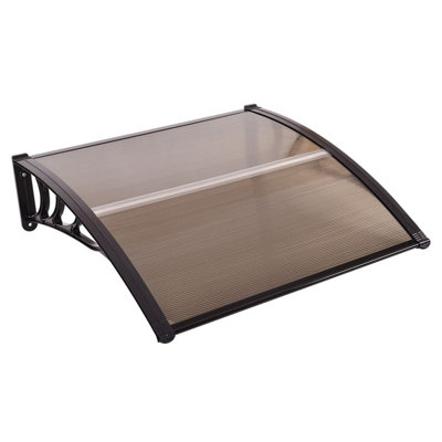 COSTWAY Door Canopy Awning Shelter Front Back Porch Window Roof Outdoor Shade Patio Dark Brown