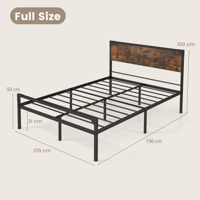 Costway Double Bed Frame Industrial Metal Platform Bed with Headboard and Footboard