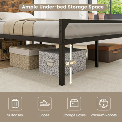 Costway Double Bed Frame Industrial Metal Platform Bed with Headboard and Footboard
