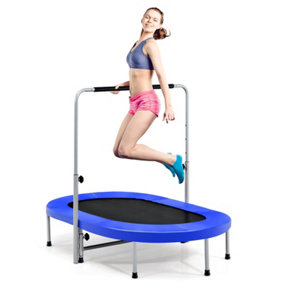 Costway Double Foldable Jumping Fitness Kids Trampoline Rebounder w/ Adjustable Handrail