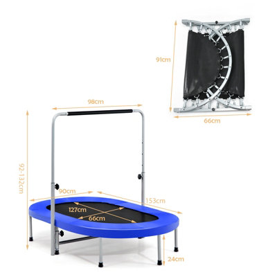 Foldable Jump Sport Trampoline Mini Fitness Trampoline Gym Domestic  Trampoline with Handrail Indoor Outdoor Round Jumping Cardio Trampoline  Wyz15180 - China Mini Fitness Trampoline and Foldable Jump Sport Trampoline  price