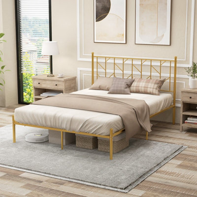 Costway Double Metal Bed Frame Heavy-duty Slatted Platform Bed Frame ...