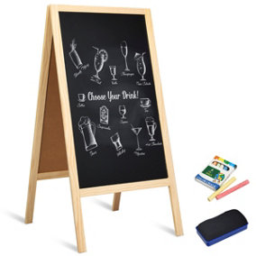 Costway Double-Sided Chalkboard Foldable Advertising Board w/ Magnetic Chalkboard Eraser for Home Cafe Restaurant Flower Shop