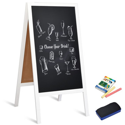 Costway Double-Sided Chalkboard Foldable Advertising Board w/ Magnetic Chalkboard Eraser for Home Cafe Restaurant Flower Shop