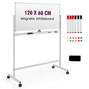 Costway Double-Sided Magnetic Mobile Whiteboard Adjustable Dry Erase Board