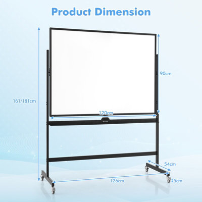 Costway Double Sided Magnetic Whiteboard Adjustable Mobile Revolving Board with Magnets