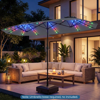 grey patio umbrella with solar lights OVIOS LED Enjoy the shade or night light this 10 solar Led cantilever outdoor patio umbrella provides 10 ft Solar Patio Umbrella