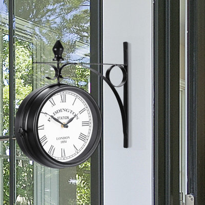 Costway Double Sided Wall Clock Vintage Grand Retro Clock Two Faces Hanging Clock - 5