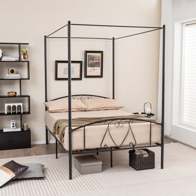 Canopy bed online frame queen wood