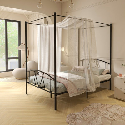 Metal and store wood canopy bed