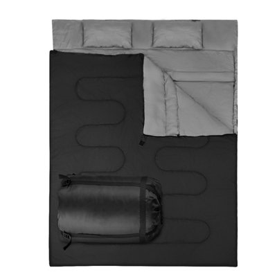 Costway Double Sleeping Bag Lightweight Camping Bag w/ 2 Pillows