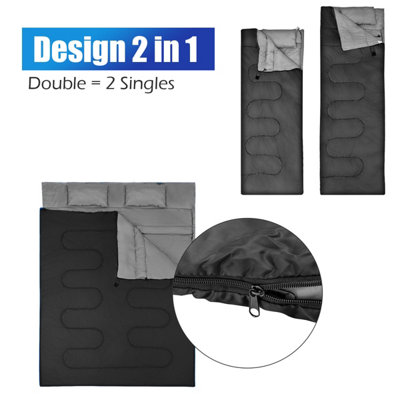 Costway Double Sleeping Bag Lightweight Camping Bag w/ Pillows