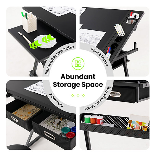Costway Drafting Table with Stool Height Adjustable Drawing Costway Drafting Table with Stool Height Adjustable Drawing