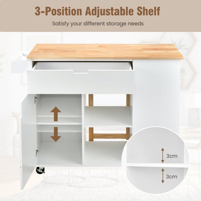 Costway Drop-Leaf Kitchen Island Rolling Serving Cart Kitchen Utility Cart w/ Drawer - 8
