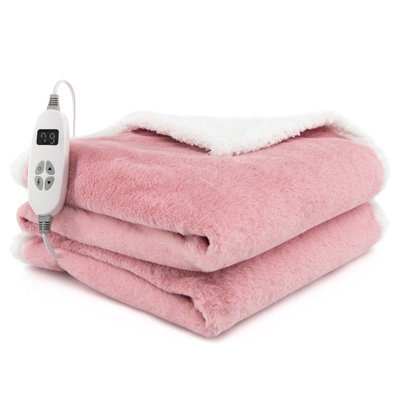 Costway Electric Heated Blanket Soft Reversible Sherpa Fleece Blanket