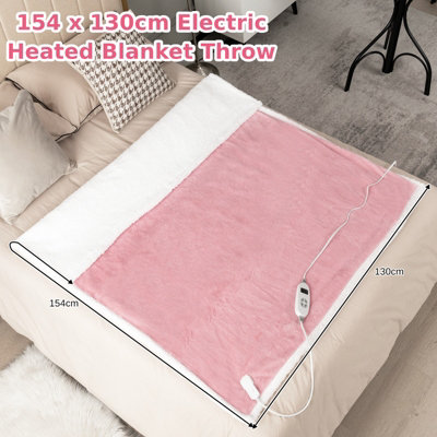 Costway Electric Heated Blanket Soft Reversible Sherpa Fleece Blanket 10 Heat Levels