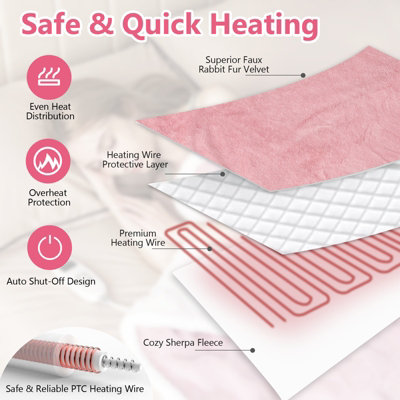 Costway Electric Heated Blanket Soft Reversible Sherpa Fleece Blanket 10 Heat Levels - 6