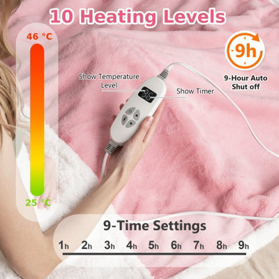 Costway Electric Heated Blanket Soft Reversible Sherpa Fleece Blanket 10 Heat Levels - 7